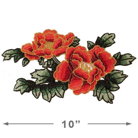 Embroidered Rose Floral Iron On Applique Patch Joyce Trimming