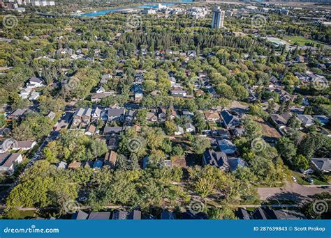 Aerial Ambiance Grosvenor Park Saskatoon Saskatchewan Revealed Stock