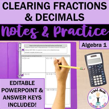 Clearing Fractions And Decimals Guided Notes And Worksheet TPT