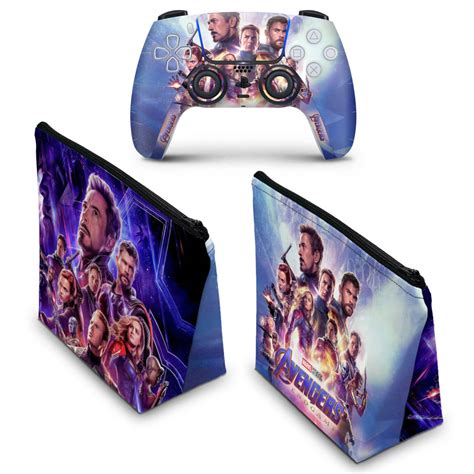 Kit Capa Case E Skin Ps5 Controle Vingadores Ultimato Endgame Pop Arte Skins