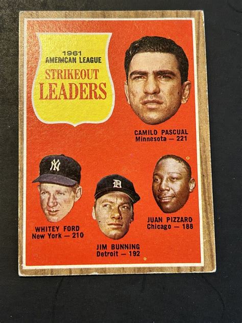 1962 Topps Baseball 59 American League Strikeout Leaders EX Whitey