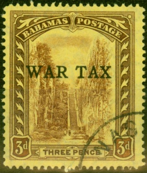 Bahamas 1918 3d War Tax Purple Yellow SG94 V F U Stamps