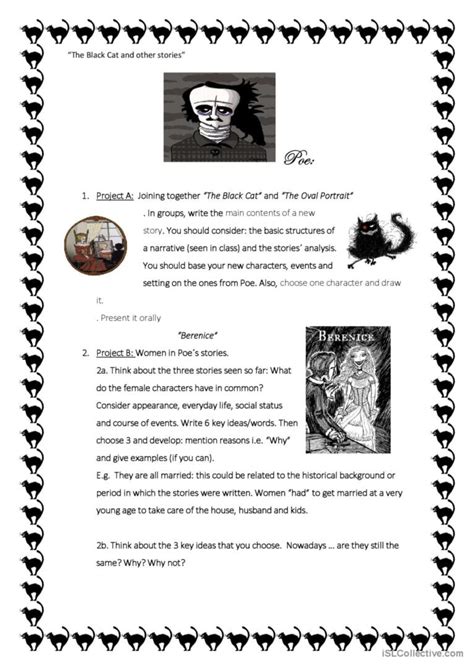 Poe The Black Cat And Other Stories English ESL Worksheets Pdf Doc