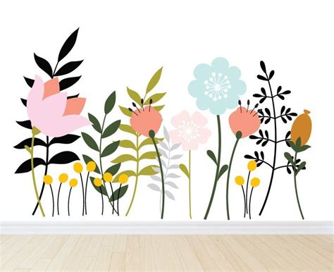 Large Flower Wall Decals With Stems Wall Decals Vinyl Wall Decals