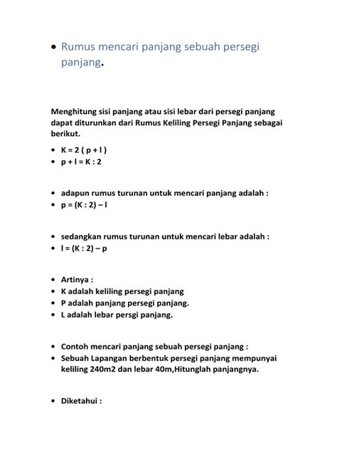 mencari lebar  panjang