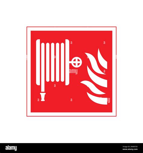 Simple Classic Red Fire Hose Reel Sign Icon Symbol Vector Isolated On White Background Stock