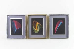 3 Mid Century Modern Turner Geometric Op Art Prints