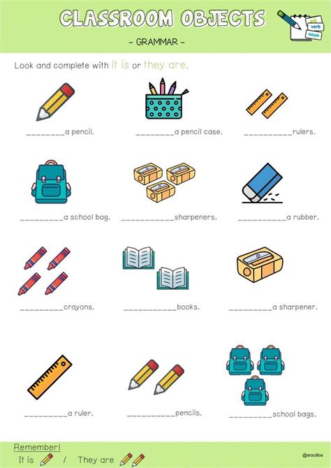 Classroom Objects It Is They Are Worksheet Plurals Worksheets