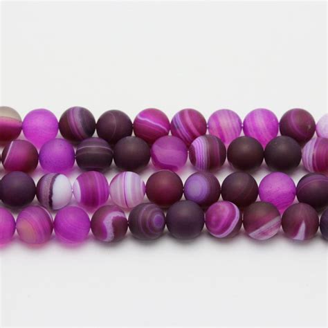 Fuchsia Stripe Agate Matte Round Beads 6mm 8mm 10mm 155 Etsy