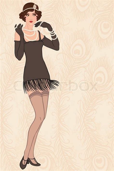 Retro Party Invitation Design With A Flapper Girl 20 S Style Vector