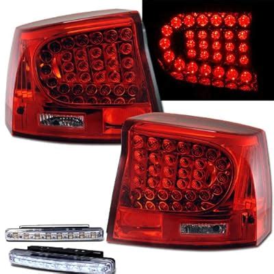 Feature 2005-2008 DODGE CHARGER REAR BRAKE TAIL LIGHTS RED/CLREAR+LED BUMPER RUNNING DRL ...