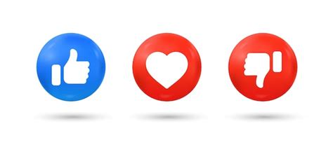 Premium Vector 3d Like Dislike Love Icon Buttons In Modern Circle