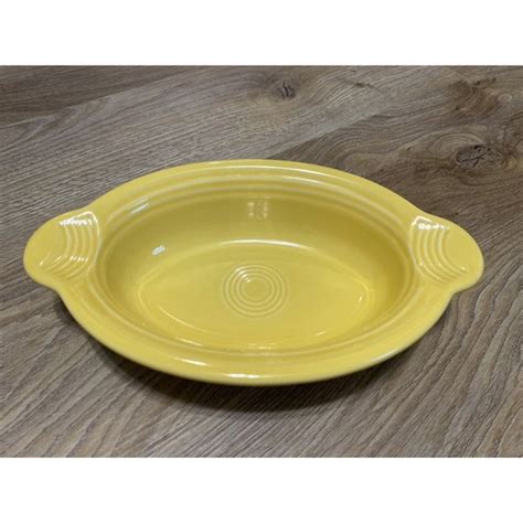 Homer Laughlin Kitchen Fiesta Sunflower Yellow Individual Oval Casserole Open Baking Dish