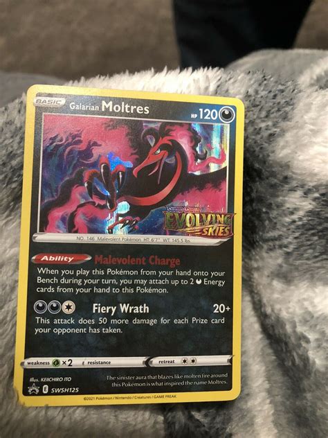 Galarian Moltres SWSH125 Prerelease Promo NM Pokemon Evolving Skies