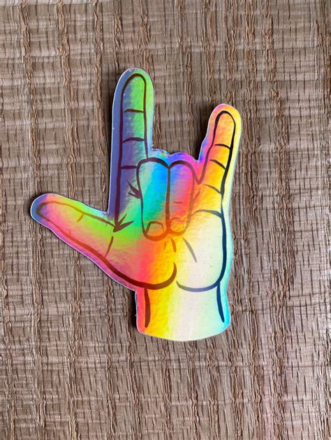 Holographic ASL ILY Sticker Vinyl Decal American Sign | Etsy