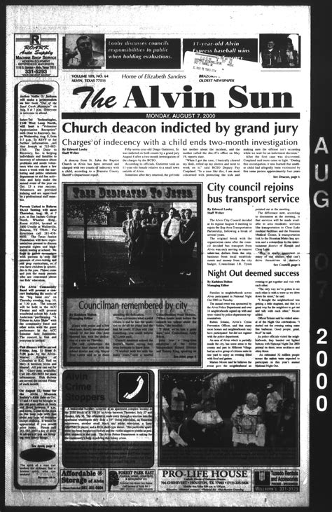 The Alvin Sun (Alvin, Tex.), Vol. 109, No. 64, Ed. 1 Monday, August 7