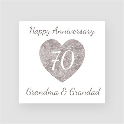 70th Anniversary Card Platinum Anniversary Card Seventieth Etsy