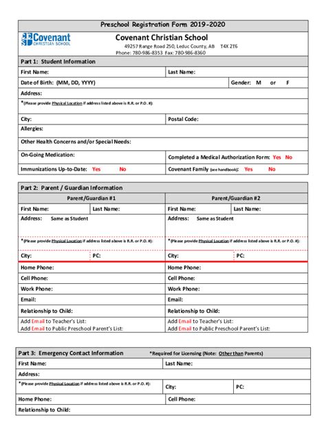 Fillable Online Ecps Blackgold Preschool Registration Application