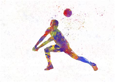 Wall Art Print Watercolor Volleyball Player Ukposters