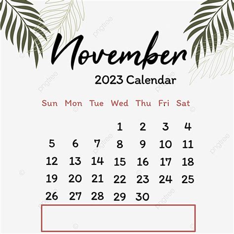 November 2023 Calendar PNG Transparent November 2023 Calendar