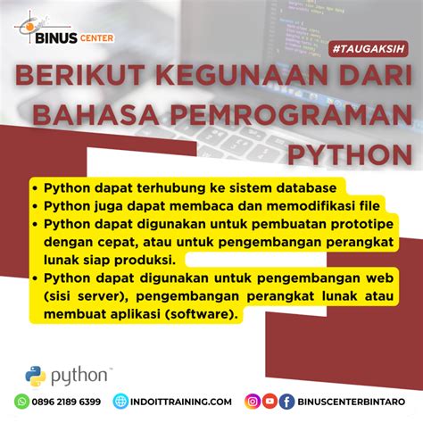 BAHASA PEMROGRAMAN PYTHON SERING DIGUNAKAN UNTUK APA SAJA SIH Binus