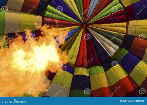Large Flame Inside Hot Air Balloon Stock Image Image Of Travel Burn