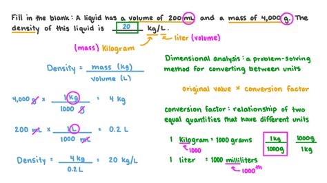 Question Video Deriving The Equation For Density And Solving Given The