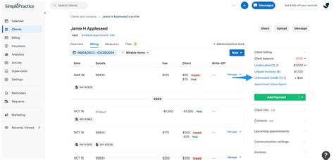 Reviewing a client's billing summary – SimplePractice Support