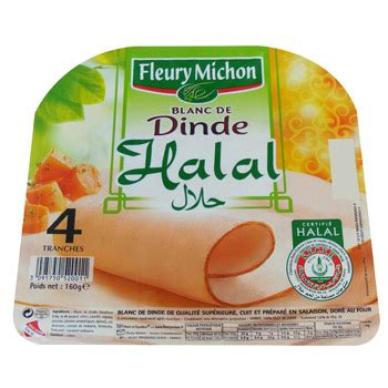 Fleury Michon Blanc De Dinde Certifie Halal Les 4 Tranches 160g