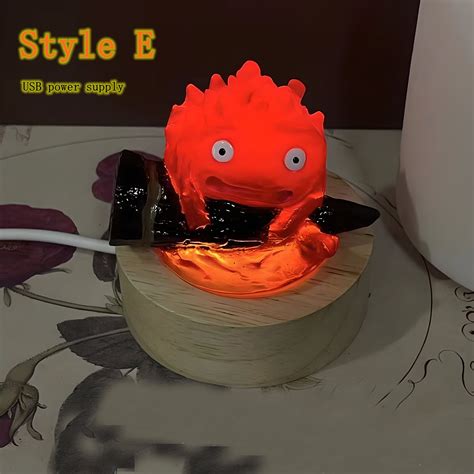 Kawaii Howls Moving Castle Calcifer Table Lamp Calcifer Night Etsy