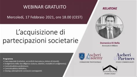 Webinar Lacquisizione Di Partecipazioni Societarie Youtube