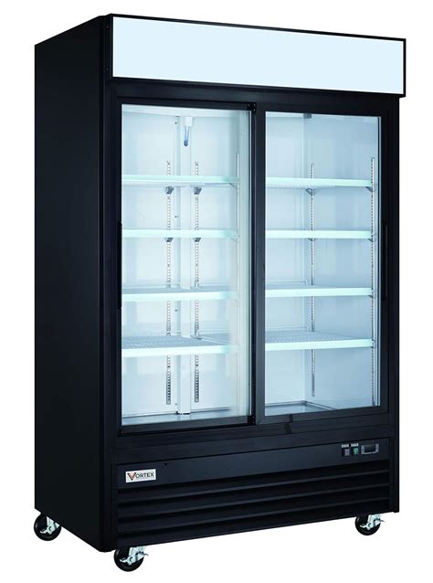 Vortex Refrigeration Commercial Sliding Glass Door Black Merchandiser