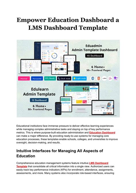 Ppt Empower Education Dashboard A Lms Dashboard Template Powerpoint