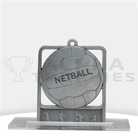 Netball Medal Rosetta Mm Silver Alpha Trophies