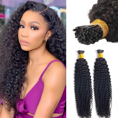 Amazon I Tip Hair Extensions Human Hair Long Curly Micro Link