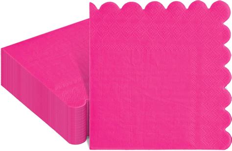 Amazon Whaline Pcs Hot Pink Cocktail Napkin Scalloped Paper