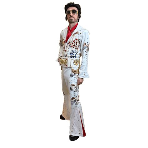 Authentic Professional Elvis Adult Costume W Rhinestones And Belt