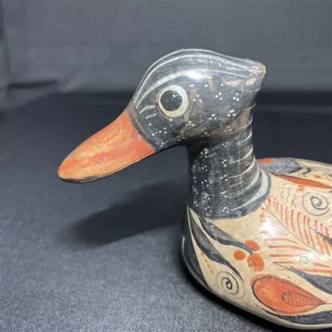 VINTAGE TONALA MEXICAN Duck Mexico Folk Art Hand Painted Pottery Craft