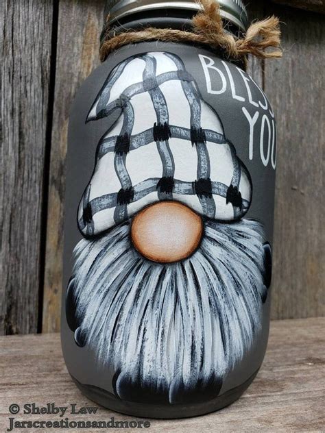 Bless You Gnome Mason Jar Tissue Holder Etsy Mason Jar Gifts Diy