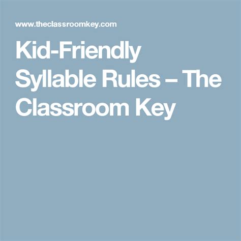 Kid Friendly Syllable Rules Syllable Rules Syllable Teaching Tips