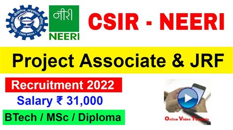 Csir Neeri Project Associate Recruitment Project Assistant