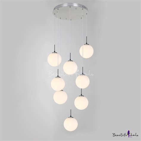 Frosted Glass Ball Pendant Light 8 Lights