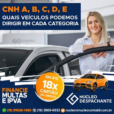 CNH A B C D E quais veículos podemos dirigir em cada categoria