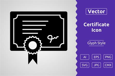 Vector Certificate Glyph Icon Graphic By Muhammad Atiq Creative Fabrica