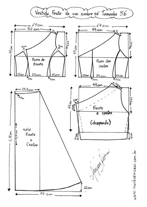 Vestido De Festa De Um Ombro Só Diy Molde Corte E Costura Marlene Mukai
