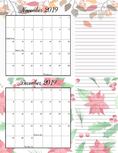 Free Printable 2019 Bimonthly Calendars: 2 Designs