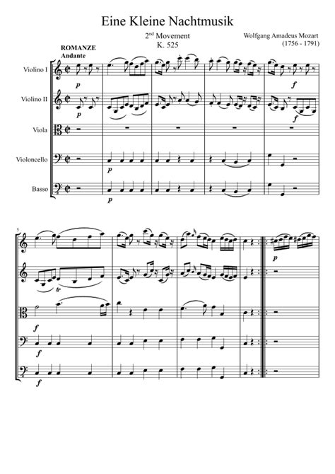 Eine Kleine Nachtmusik 2nd Movement Arr Zachary Corbett Sheet Music