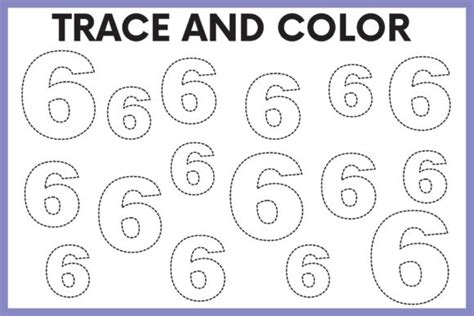 Trace And Color Number 6 Worksheet Graphic By Saritakidobolt