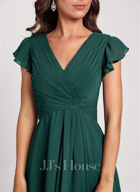 A Line V Neck Knee Length Chiffon Cocktail Dress 016285477 Jjs House