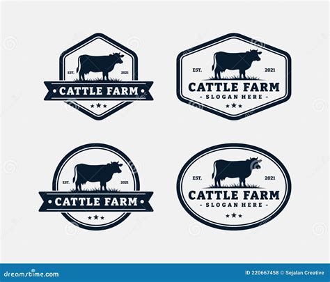 Set of Cattle Farm Logo Template Design Stock Vector - Illustration of ...